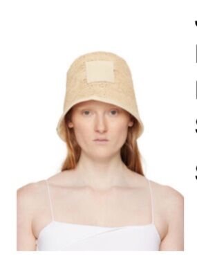 Jacquemus Natural Straw Bucket Hat with Patch
